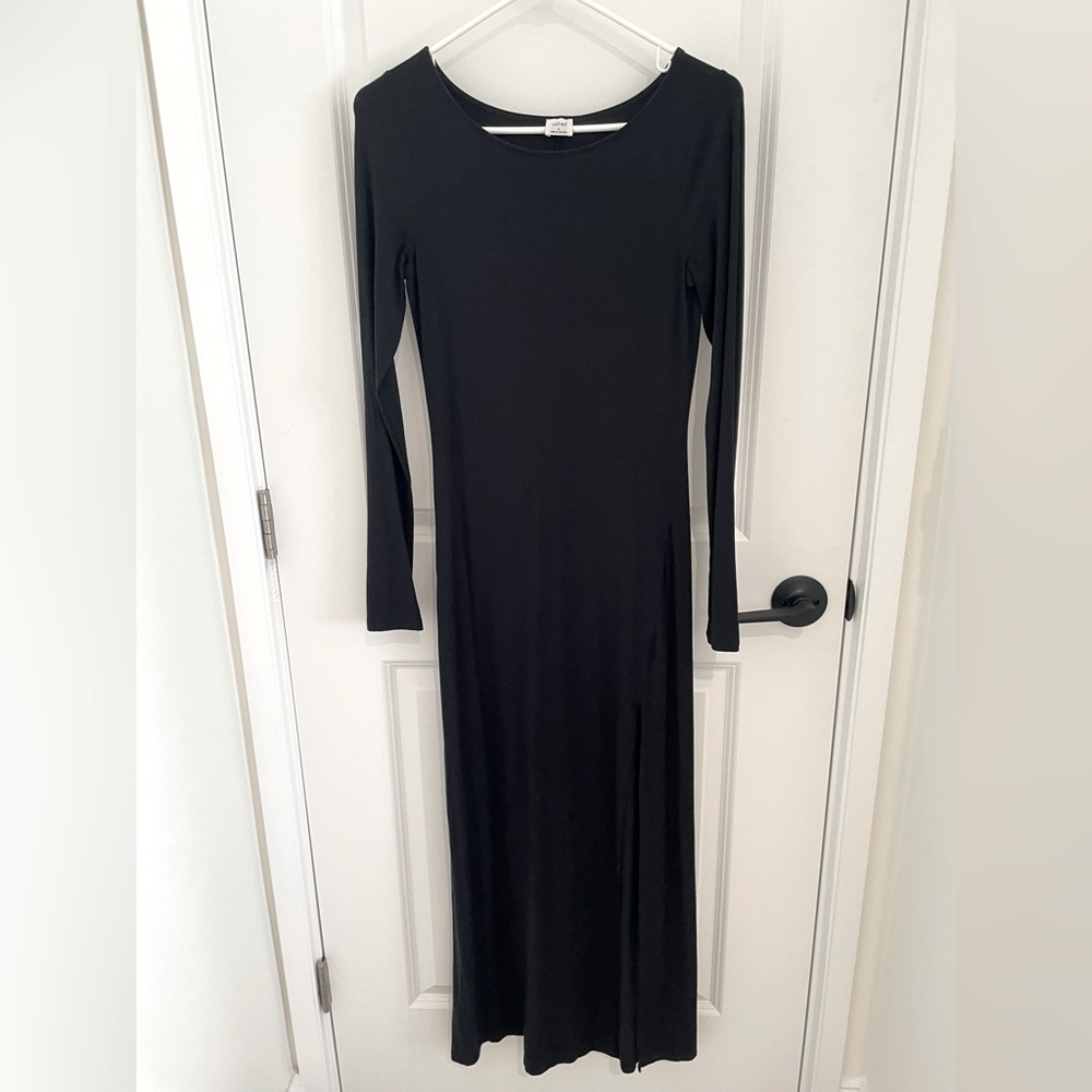 Wilfred Black Long Sleeve Maxi Slit Dress